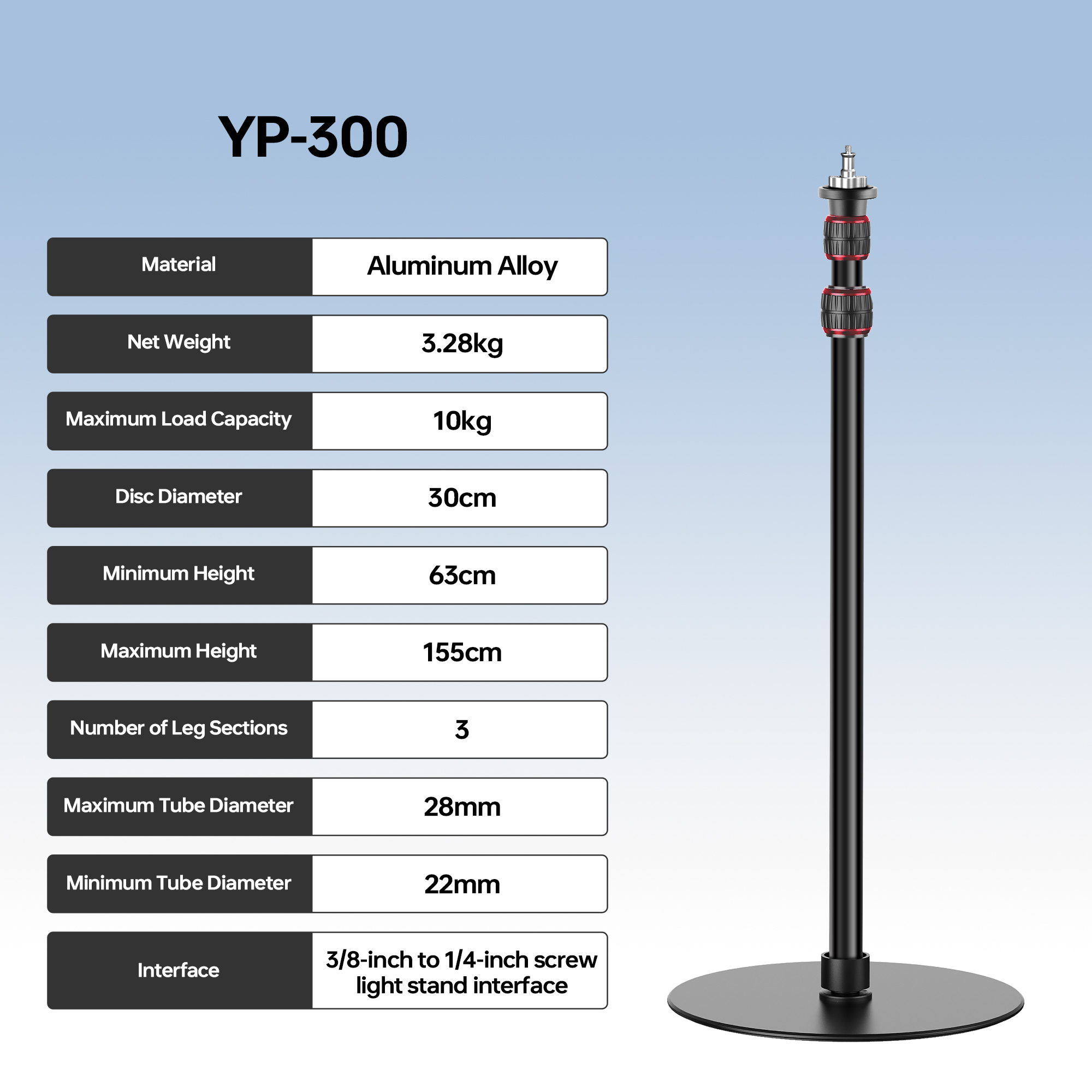 Photography Lighting Softbox - Manbily YP300 1.55M Ronde basis Monopod