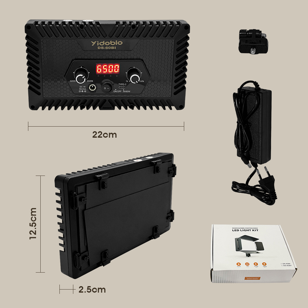 Draagbare Videolamp DS60BI Fot - Video Light Panel Led recensie en prijs